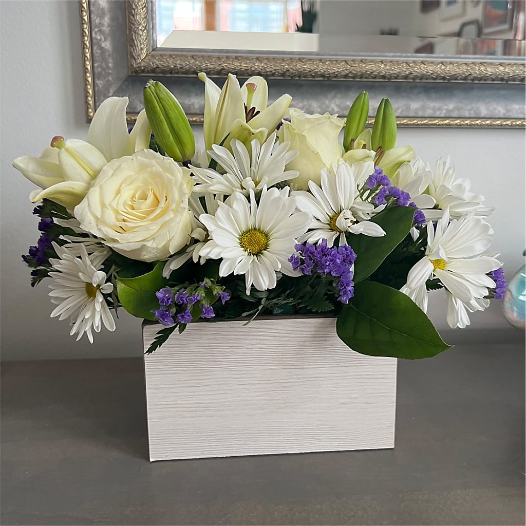 Beyond Blue Box Bouquet – Facet Flowers, Austin TX
