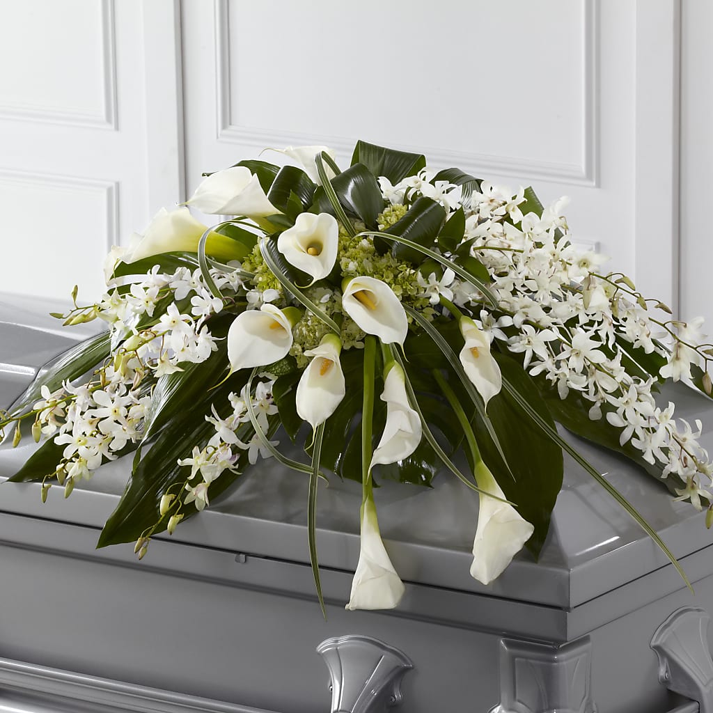 Angel Wings Casket Spray – Facet Flowers, Austin TX