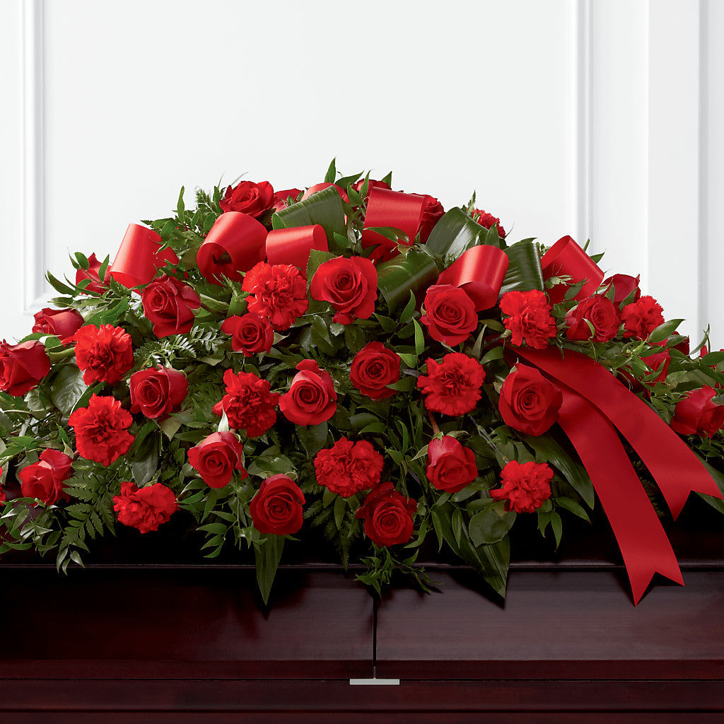 Tribute of Life Casket Spray – Facet Flowers, Austin TX