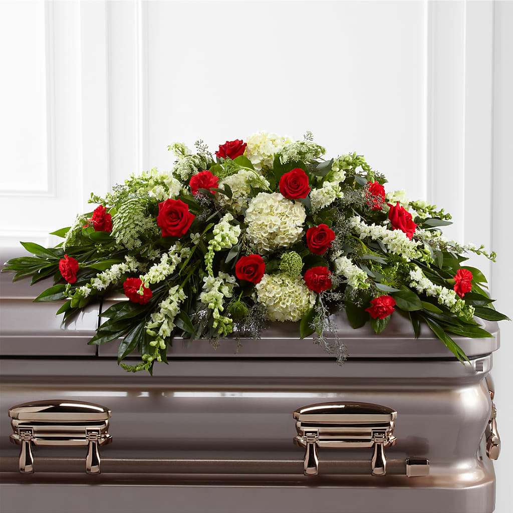 Sincerity Casket Spray – Facet Flowers, Austin TX