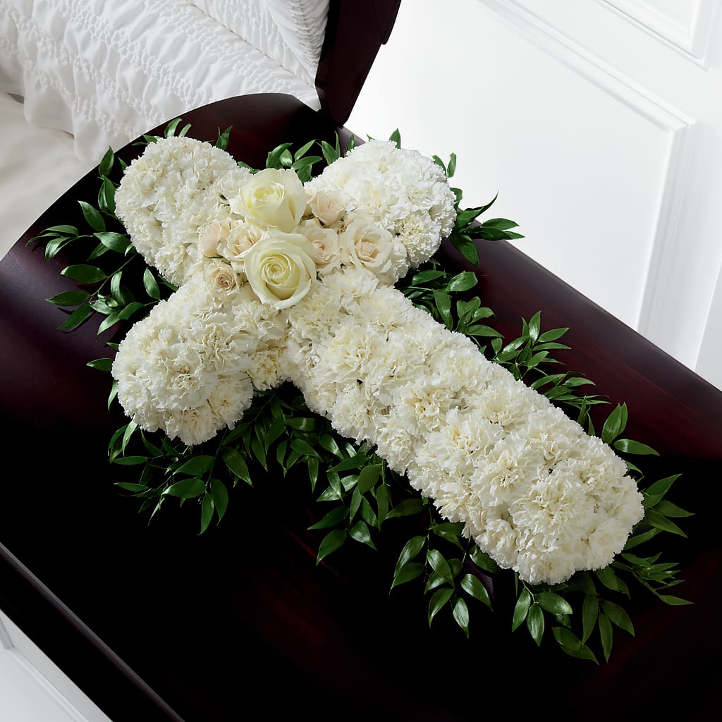 Peaceful Memories Casket Spray (Standard) – Facet Flowers, Austin TX