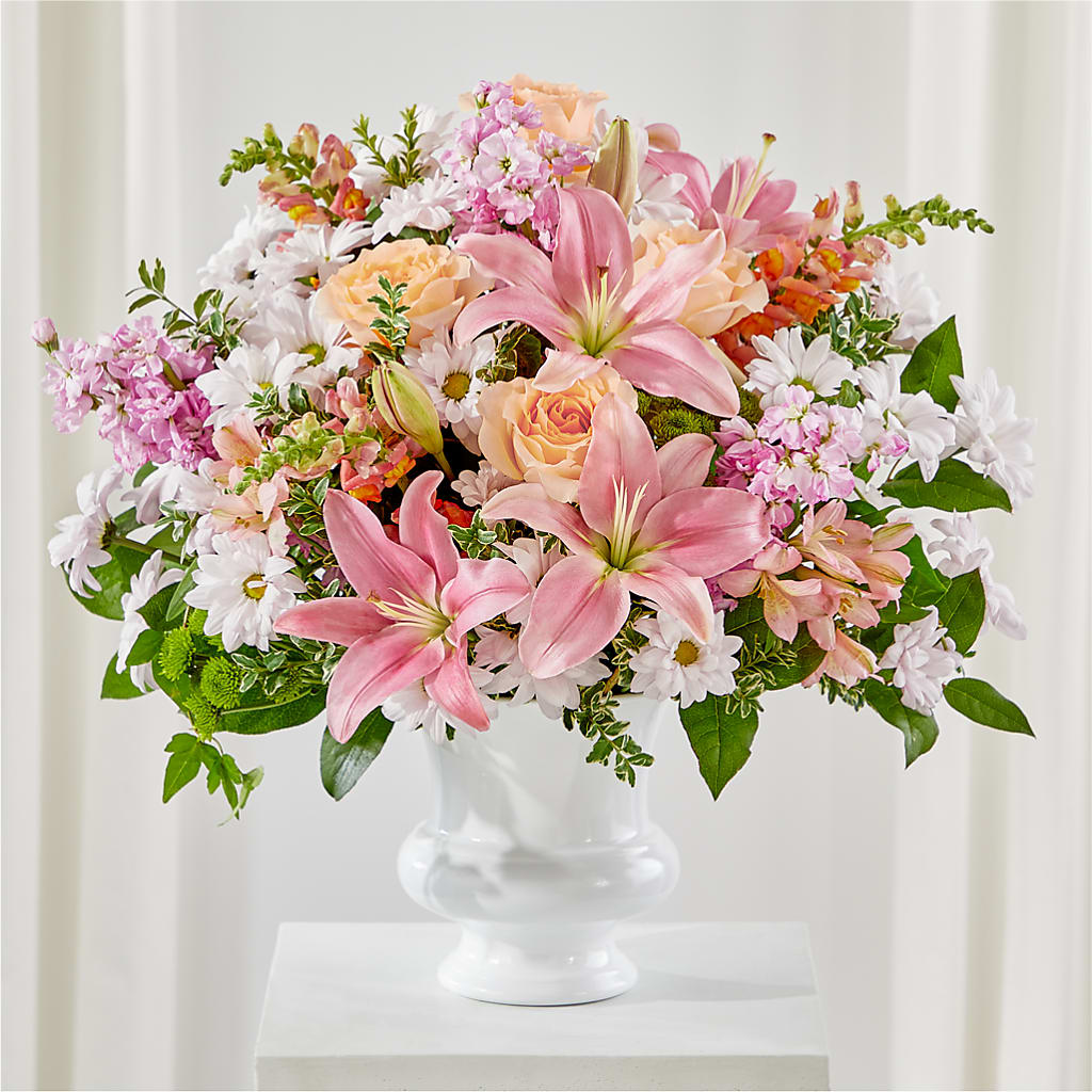 Heartfelt Gesture Urn Arrangement – Facet Flowers, Austin TX