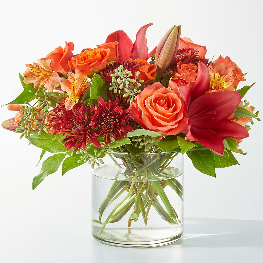 Crimson Leaves Bouquet – Facet Flowers, Austin TX
