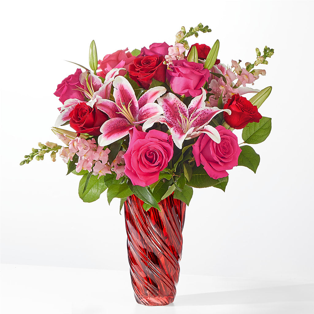 Always You Bouquet with Luxe Swirl Vase – Facet Flowers, Austin TX