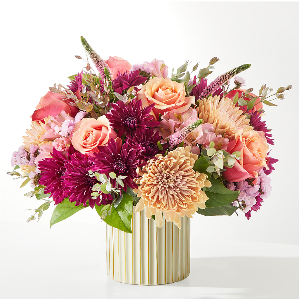 Berry Cobbler Bouquet with Ivory Vase – Facet Flowers, Austin TX
