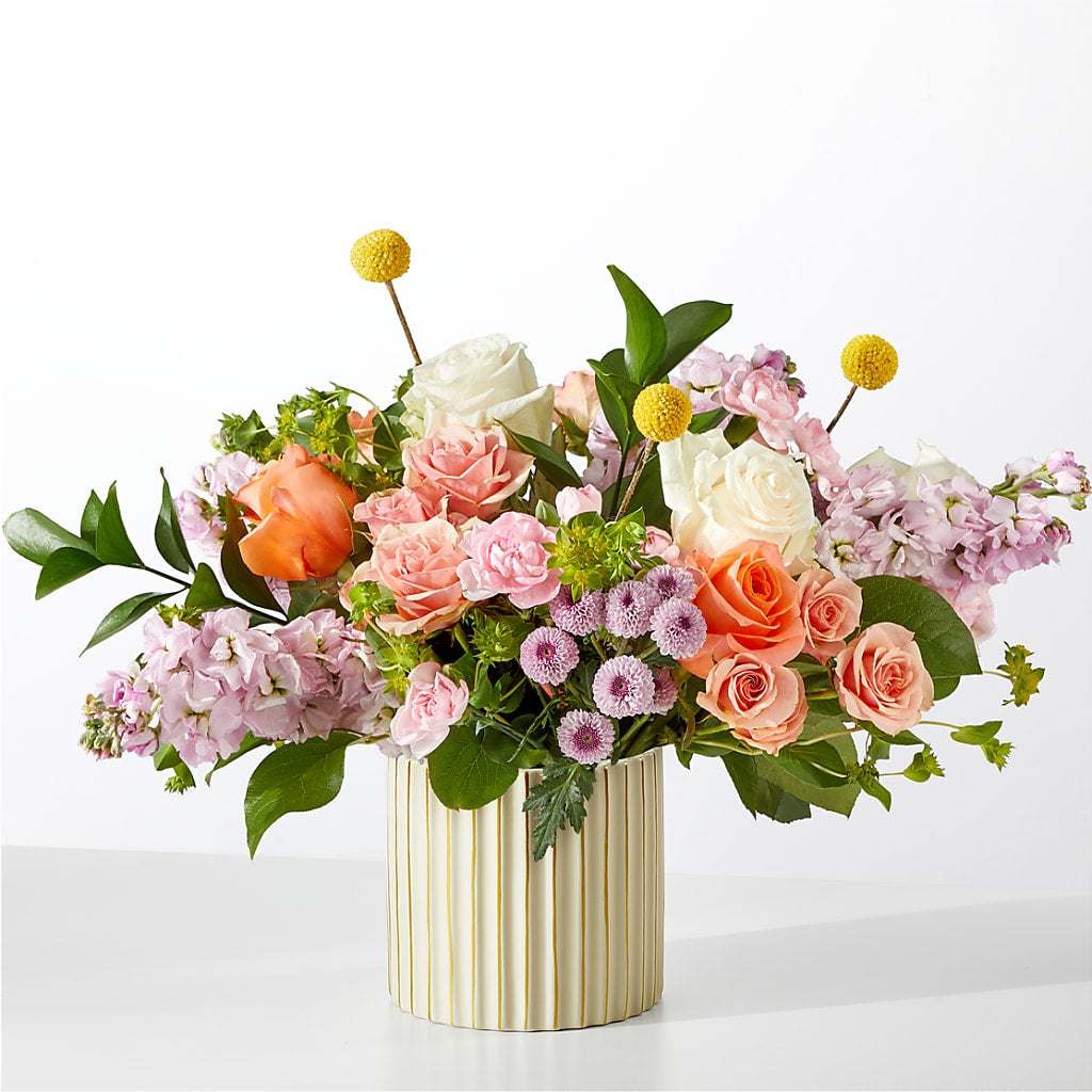 French Market Bouquet with Ivory Vase – Facet Flowers, Austin TX