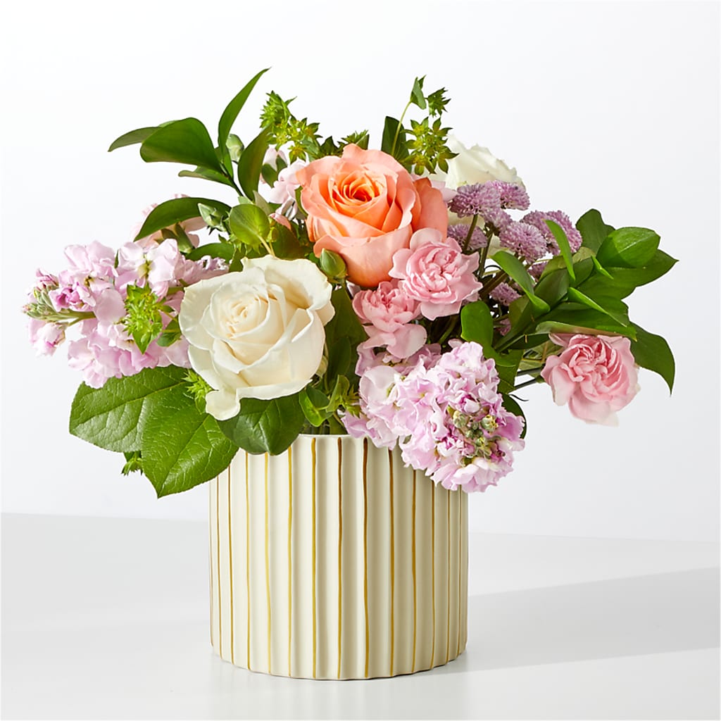 French Market Bouquet with Ivory Vase – Facet Flowers, Austin TX