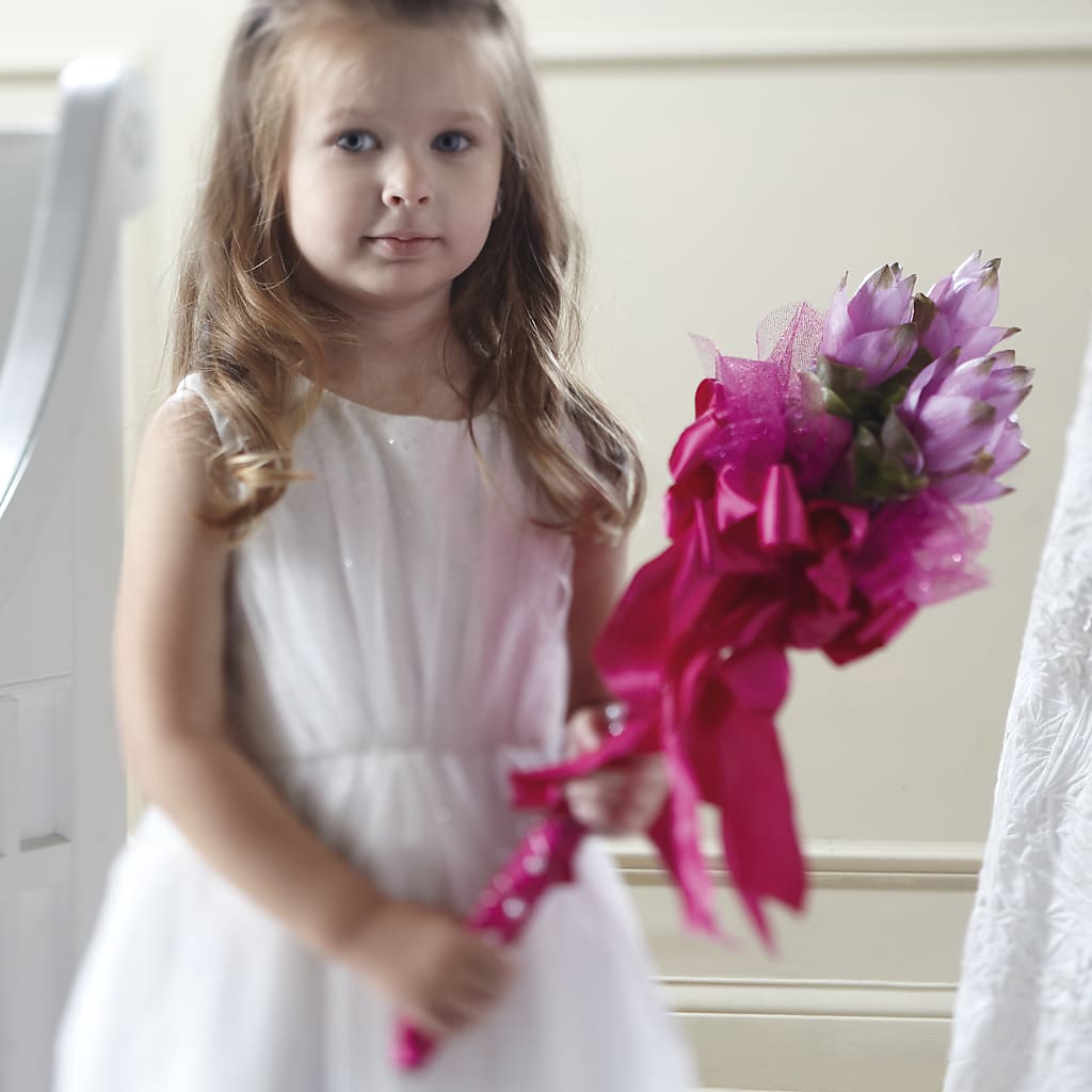 Sparkle Pink Flower Girl Bouquet – Facet Flowers, Austin TX
