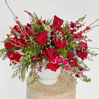 Big Red Bow Bouquet –  Facet Flowers, Austin TX