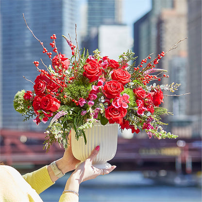 Big Red Bow Bouquet –  Facet Flowers, Austin TX