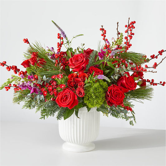 Big Red Bow Bouquet –  Facet Flowers, Austin TX
