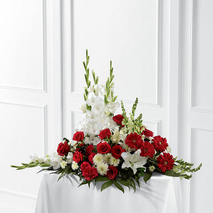 Crimson & White Arrangement –  Facet Flowers, Austin TX