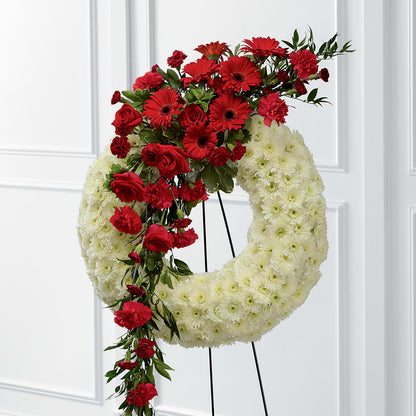 Graceful Tribute Wreath –  Facet Flowers, Austin TX