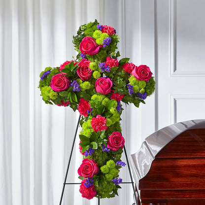 Tribute Rose Floral Cross –  Facet Flowers, Austin TX