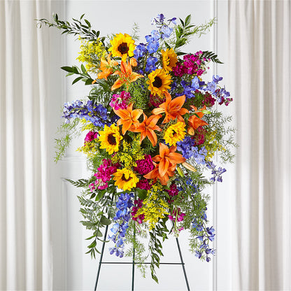 Sunlit Memories Standing Spray (Standard) –  Facet Flowers, Austin TX