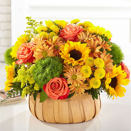 Harvest Sunflower Basket –  Facet Flowers, Austin TX