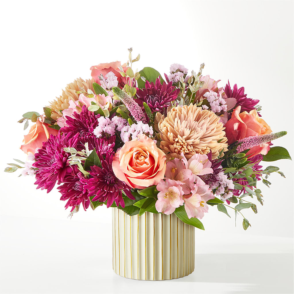 Berry Cobbler Bouquet with Ivory Vase –  Facet Flowers, Austin TX