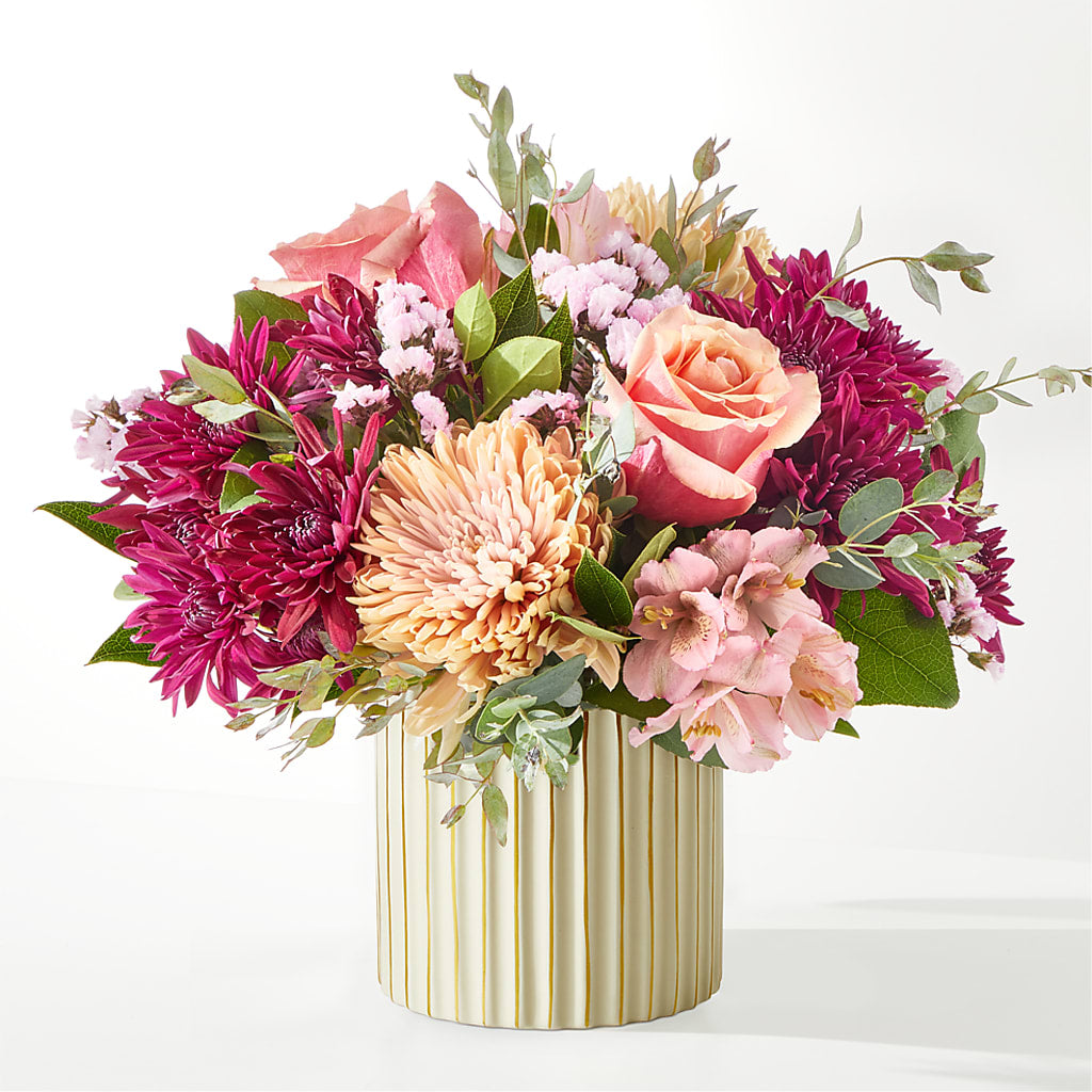Berry Cobbler Bouquet with Ivory Vase –  Facet Flowers, Austin TX