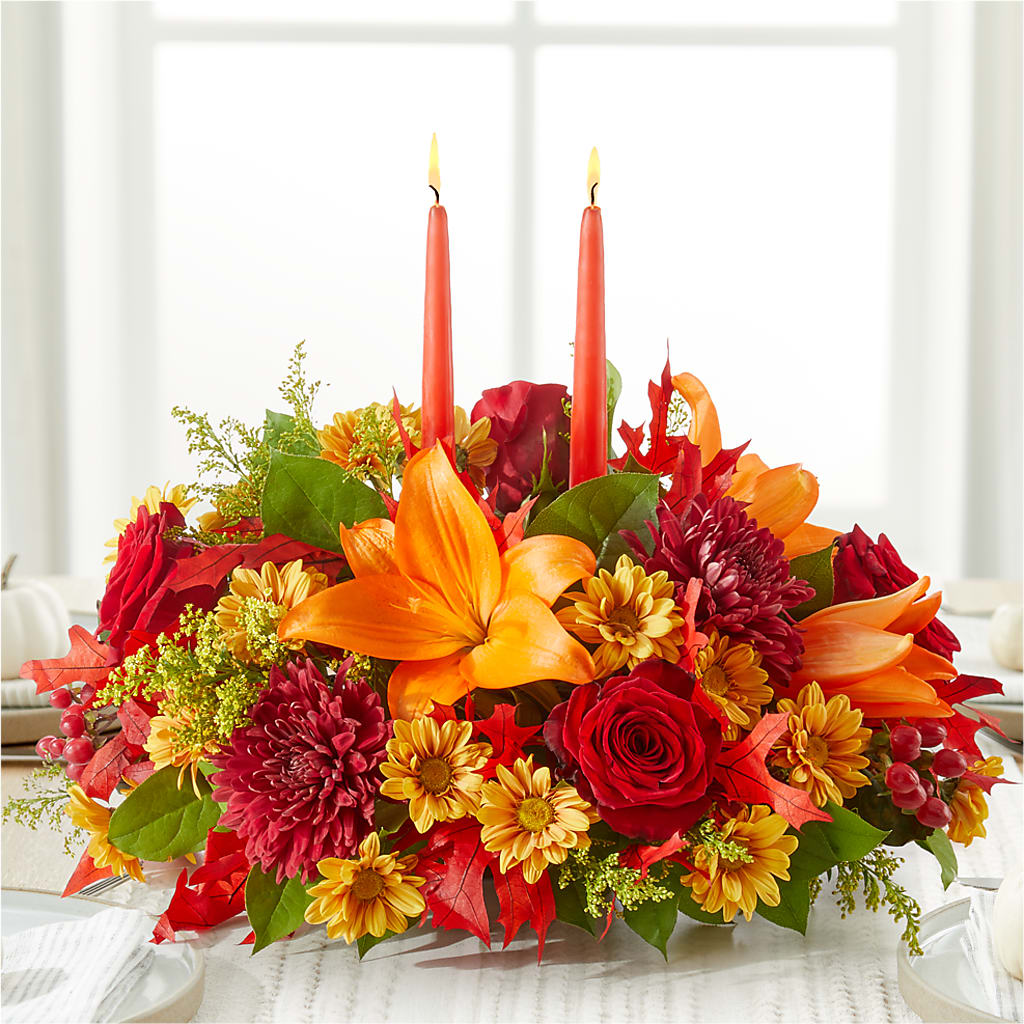 Autumn's Embrace Centerpiece –  Facet Flowers, Austin TX