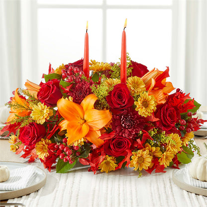 Autumn's Embrace Centerpiece –  Facet Flowers, Austin TX