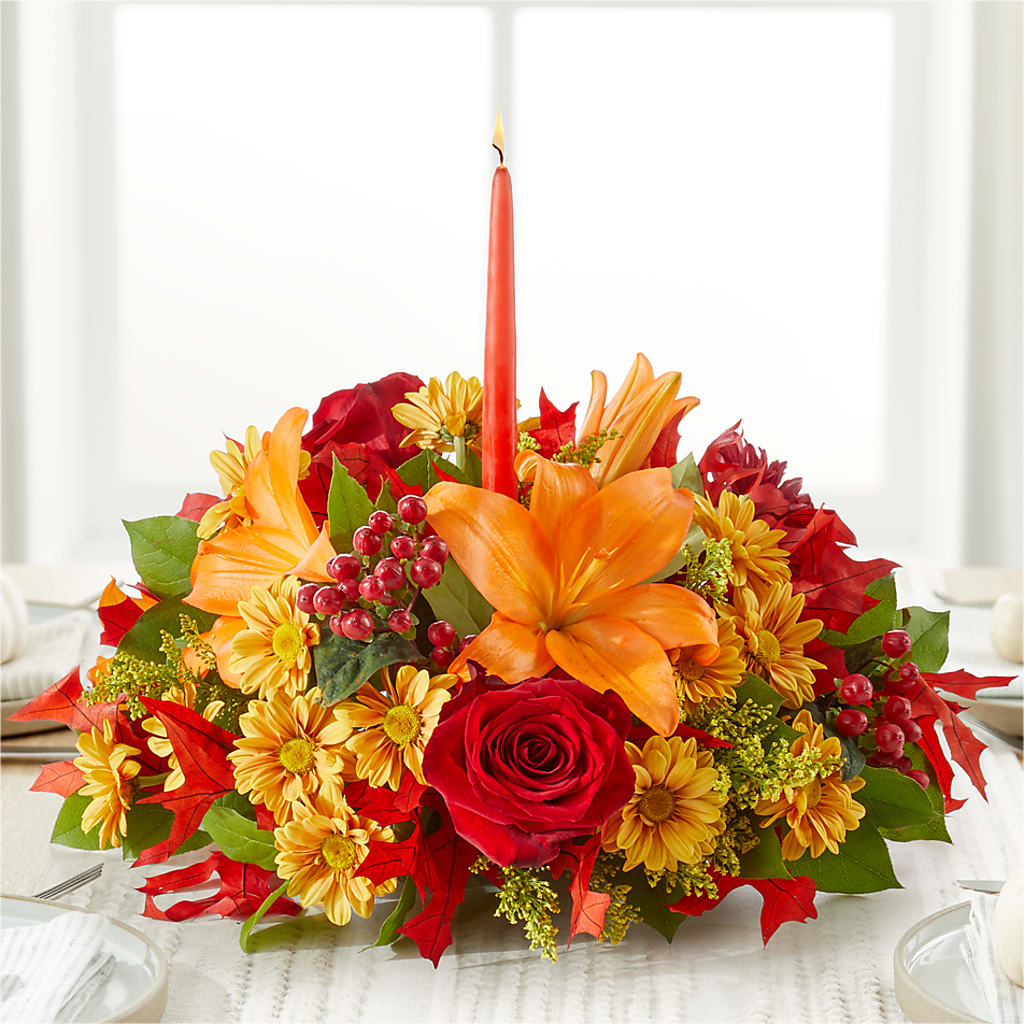 Autumn's Embrace Centerpiece –  Facet Flowers, Austin TX