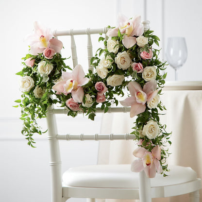 Orchid Rose Chair Décor –  Facet Flowers, Austin TX