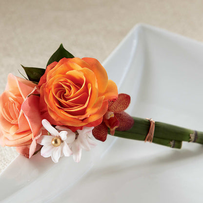 Sunset Dream Boutonniere –  Facet Flowers, Austin TX