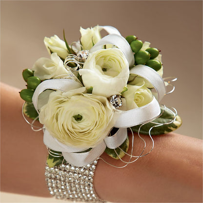 White Wedding Corsage –  Facet Flowers, Austin TX